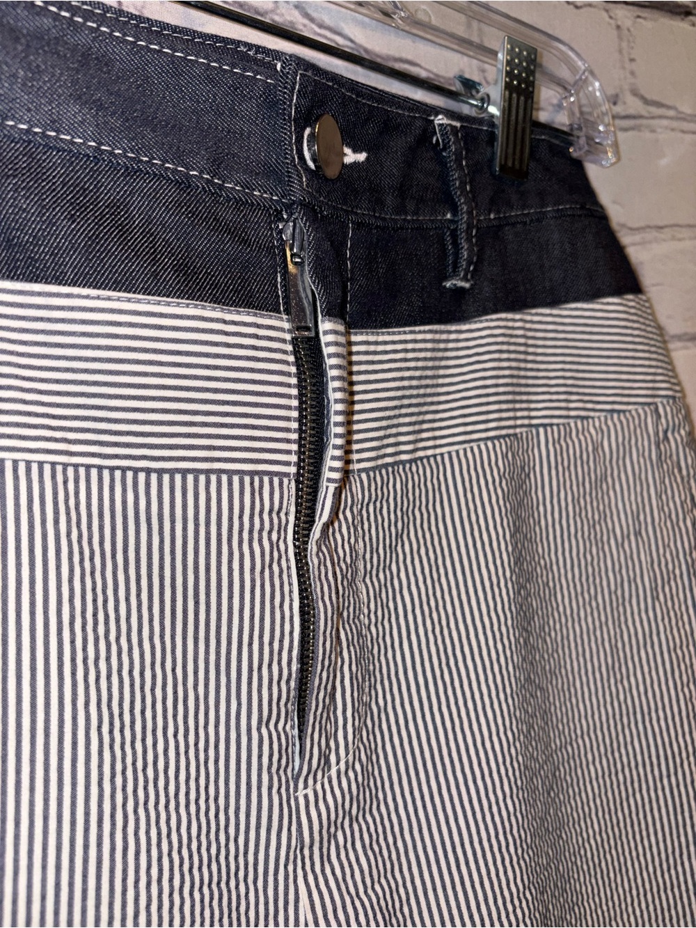 Jason Wu Seersucker & Denim Pants In Twilight Star White Size 2 Striped Modern - Picture 13 of 14